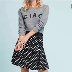 Anthropologie Maeve Black Polka Dot Sweater Skirt sz NWOT